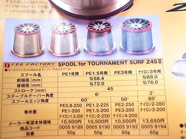 ダイワ トーナメントサーフ Z45Ⅱ用 1．5号スプール スポーツ