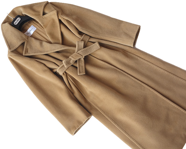 マックスマーラ□カシミアウールベルテッドコート□白タグ40 MaxMara