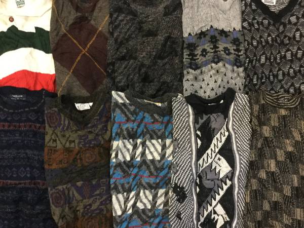アメリカ古着セーターニット 原宿系 総柄派手 フリマ転売 兼用