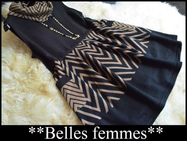 【新品】ミセス*M~L*新作*裏起毛スヌード付ニットチュニックvv