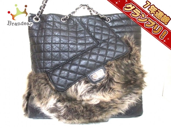 シャネル ショルダーバッグ 2.55 A48947 黒×ブラウン CHANEL
