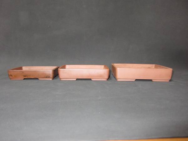 ＜中国宜興＞　④　朱泥長方切立　W落款　３枚組