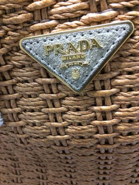 美品 PRADA プラダ カナパ 2wayバッグ カゴトート ストロー レア