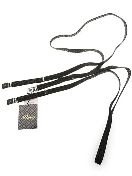 美品 ロエン サスペンダー sizeF メンズ ブラック スカル×星柄