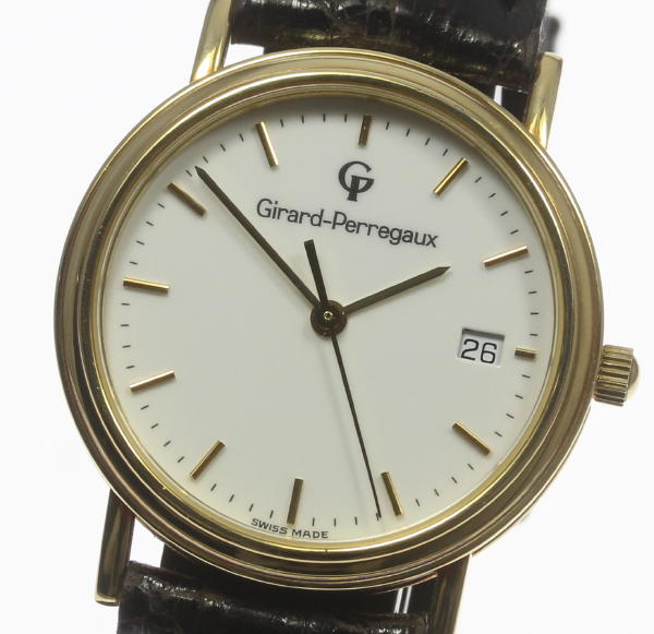 ジラール ペルゴ K18YG 金無垢 4796 デイト QZ レディース腕時計