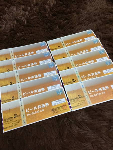 ビール券　びん６３３ml２本　１０枚 　定形外のみ送料無料