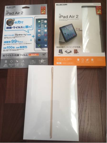 新品 iPad Air2 32GB WiFi Gold カバー/フィルム付 ipad Air2 wifiモデル 32GB ゴールド フィルム カバー 付き