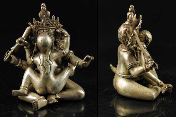 【大興】AK110 紋銀 双修仏 喜仏 密宗 仏像 仏教美術