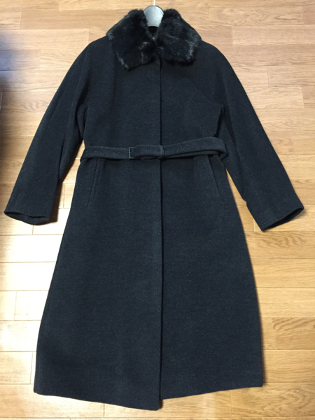美品 カルバン.クライン CK カシミヤ混 コート チャコールグレー 