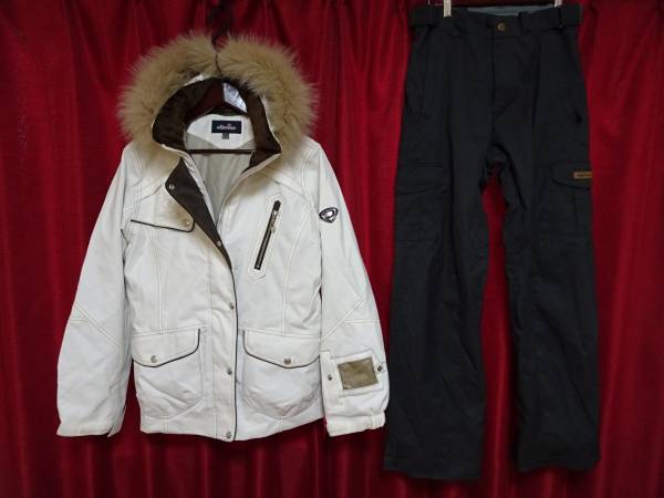 ◎エレッセ・ESTIVO＋a スノーボードウエア上下 白グレー/L～XL