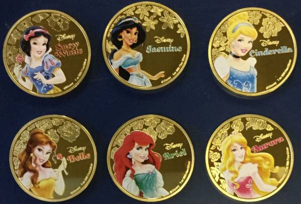 ディズニー アリエル シンデレラ 白雪姫 ジャスミン プリンセス金メッキメダル エリザベス女王 特殊加工コイン6枚 ニュージーランド オセアニア 売買されたオークション情報 Yahooの商品情報をアーカイブ公開 オークファン Aucfan Com