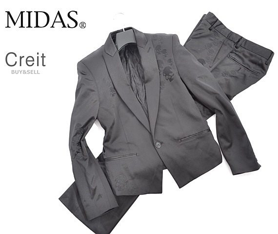 D57■MIDAS 9 ミダス セットアップスーツ スカル刺繍 夜遊び クール ブラック sizeM