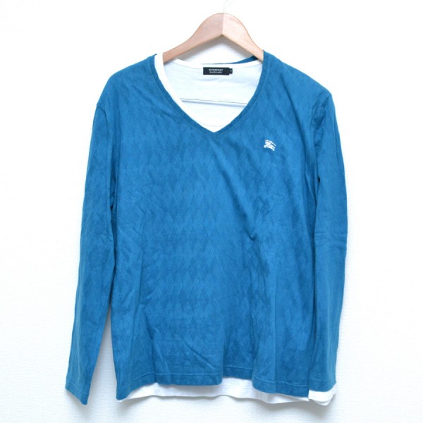 バーバリーブラックレーベル BURBERRY BLACK LABEL アーガイルレイヤードシャツ 長袖 サイズ3 M10020