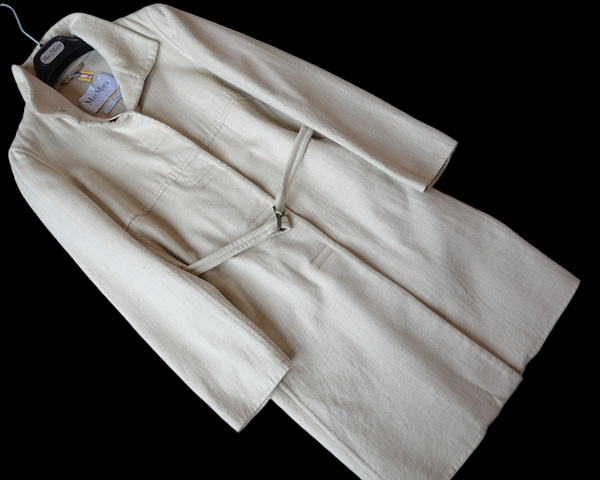 MaxMara■マックスマーラ■クチートアマーノベルテッドバージンウールコート■36ベージュ白タグ