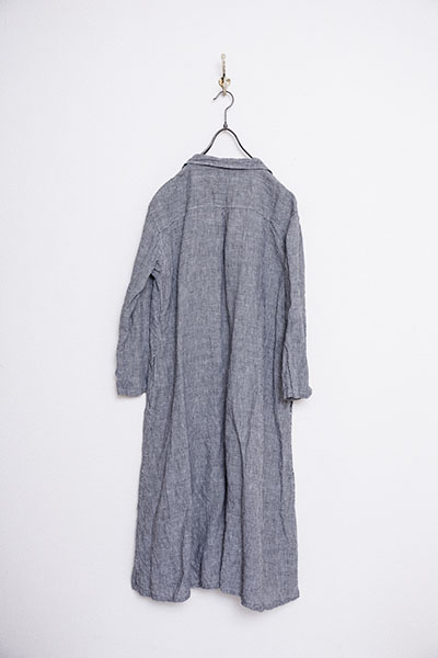 28☆nestRobeネストローブbisque☆麻☆リネン☆マイクロギンガムチェックリネンワンピース