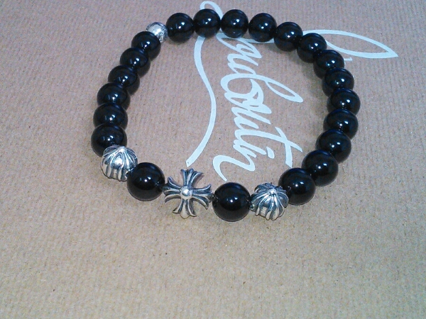 クロムハーツ 8mmクロスボールビーズブレスレット 黒