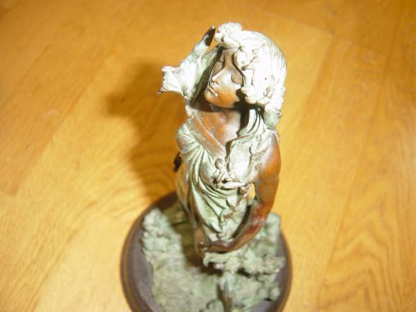 ☆Nick銘入り:花の女神(ブロンズ製，台座:大理石)☆インテリア，美術