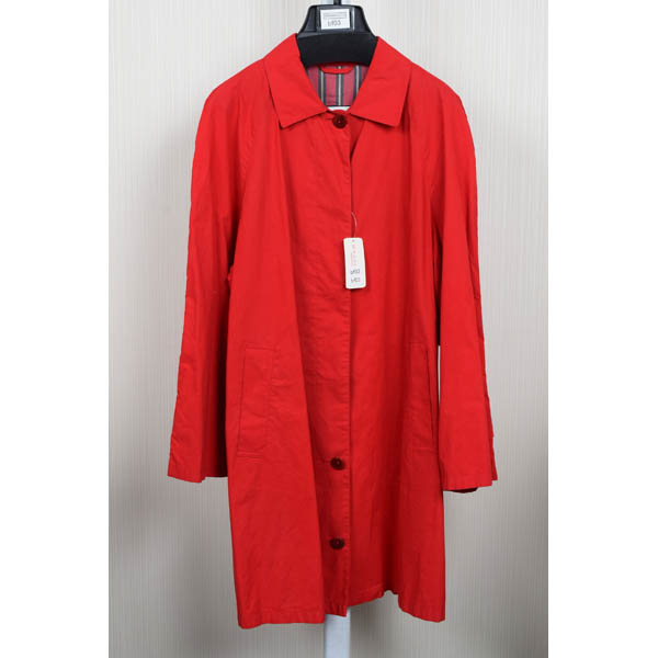 ★ヘルノ★★コットンステンカラーロングコート 42 赤★bf03