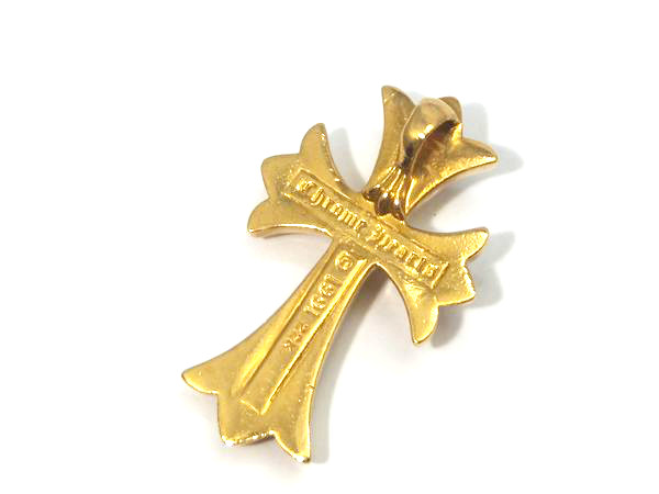 【Chrome Hearts クロムハーツ】スモールCHクロス 22K ペンダント ネックレス チャーム ゴールド アクセサリー トップ 15-3388AO