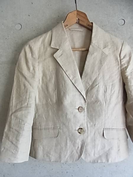 希少 美品 【 MARARET HOWELL マーガレットハウエル リネン 麻 100% ヘリンボーン 2B ショート ジャケット 1 日本製 】MHL