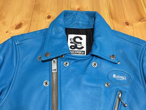 ※注意【訳有】RALEIGH(ラリー)レザーライダースジャケット Sサイズ ターコイズ パンクス