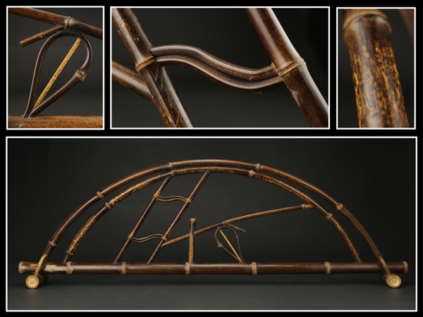 【古多】時代 古竹組半月形煎茶結界◆煎茶道具/古美術/竹工芸