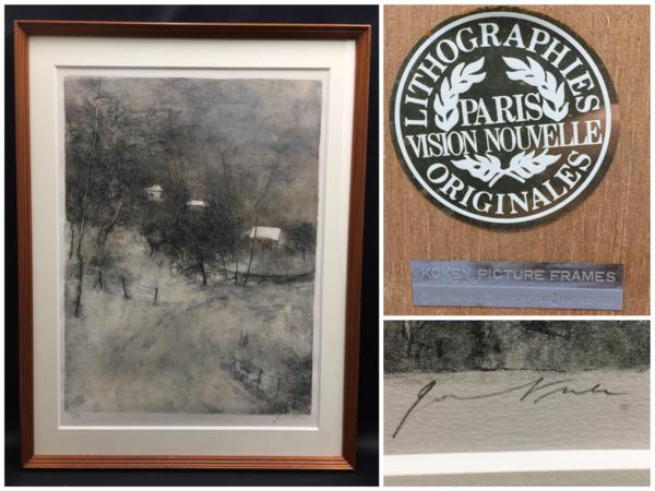 ベルナール ガントナー 『山道』Petite neige 1980 リトグラフ　年代作 直筆サイン　風景画　Paris vision nouvelle ビジョン・ヌーベル社