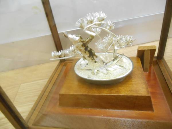 純銀製 金工師 光則作 銀細工 盆栽 松 置物 飾物 シルバー 純銀製 約