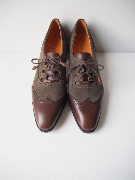 CARMINA カルミナ ギリーコンビシューズ レザースエード カーキブラウン オリーブ ウイングチップ 5