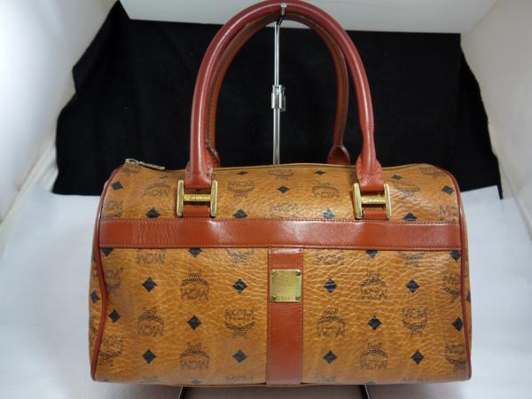USED品 MCM 2way ミニボストンバッグ ハンドバッグ ブラウン系 カギ欠品