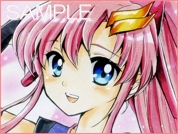 ラクス・クライン☆ ガンダムSEED同人手描きイラスト色紙(手描き