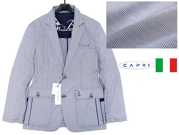 2015SS 定価￥31，320 カプリ CAPRI BLUE ギンガムチェック柄 ストレッチ アンコンジャケット/50