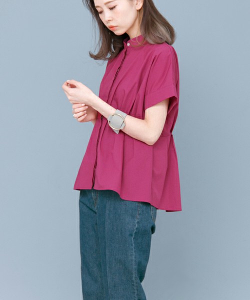 アーバンリサーチ★KBF★WEB限定ノーカラーペプラムシャツ★ピンクパープル　新品タグ付送料安♪