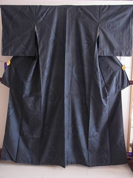 ■M605■証紙付■未使用品■正絹■純泥染・本場奄美大島紬袷着物