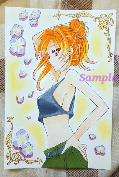 手描きイラスト オリジナル 女の子 お姉さん 姉御肌 ヘソ出し ノーブラ お花 手描きイラスト 売買されたオークション情報 Yahooの商品情報をアーカイブ公開 オークファン Aucfan Com