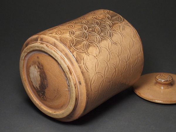 E269. 陶芸家 吉香象陶作 岩國焼 七宝文 皆具 共箱 / 茶道具茶室茶器茶碗水指杓立建水蓋置陶器陶芸萩焼