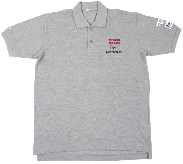 極美品★Papasパパス 背中刺繍入り・半袖ポロシャツ　グレー　M