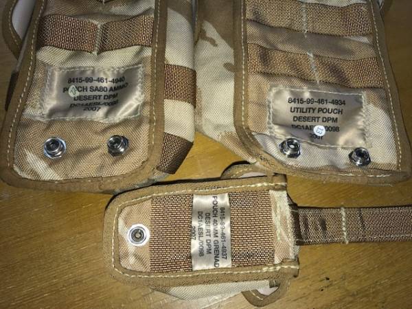 イギリス軍 タクティカル ロードキャリング　デザートDPM ポーチ×13個 イギリス軍 ロードキャリング タクティカルベスト デザートDPM ポーチ