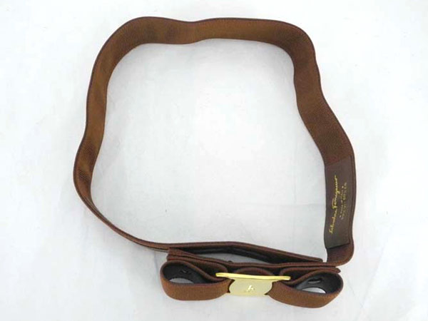 フェラガモ Ferragamo Salvatore ベルト 1円 スエード ゴールド金具