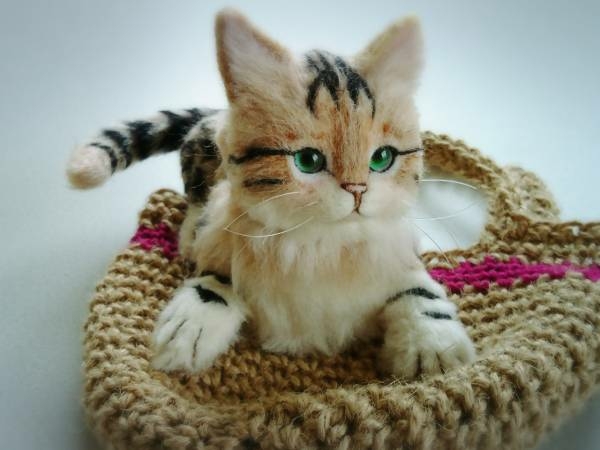 shuma キジトラ 猫 マルシェバッグ ハンドメイド 羊毛フェルト