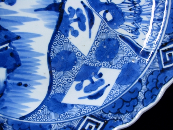大鉢■伊万里 赤絵 花唐草窓絵鯉紋 魚紋 花唐草平鉢 時代物 骨董品 江戸後期■ 大鉢□伊万里 赤絵 花唐草窓絵鯉紋 魚紋 花唐草平鉢 時代物 骨董品