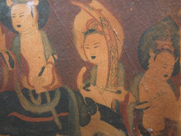 骨董市仕入れ 掘り出し品中国唐時代敦煌莫高窟壁画 人物像