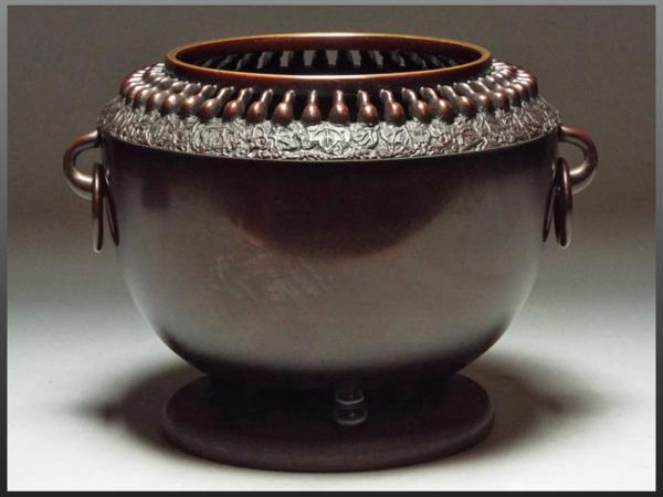 【静岡】560A 黄銅製 瓢箪 飾り付 火鉢 手炙り 約4kg