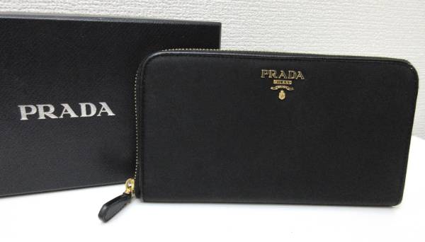 長財布 プラダ PRADA ラウンドファスナー サフィアーノ 新品同様 