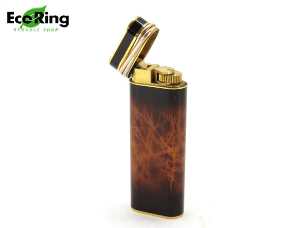 1円 ジャンク品 カルティエ トリニティ ローラーガス ライター ブラウン×ゴールド色 BP017