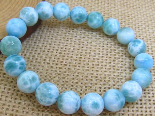 0422f145 天然石★【10Aドミニカ共和国産のラリマー】★ブレス 10.5mm