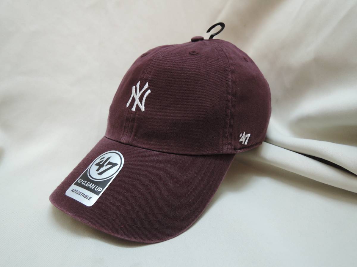 大得価，2025 47BRAND Yankees Base Runner CLEAN UP DarkMaroon ミニロゴ エンジ 限定 商品 キャップ ヤンキース(野球帽)｜売買されたオークション情報、yahooの商品情報をアーカイブ公開 - オークファン 野球帽