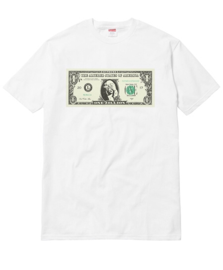 サイズS 17aw 国内正規品 新品未使用 半タグ付 Supreme Dollar Tee シュプリーム 白 ホワイト ノベルティ ステッカー付 オンライン購入
