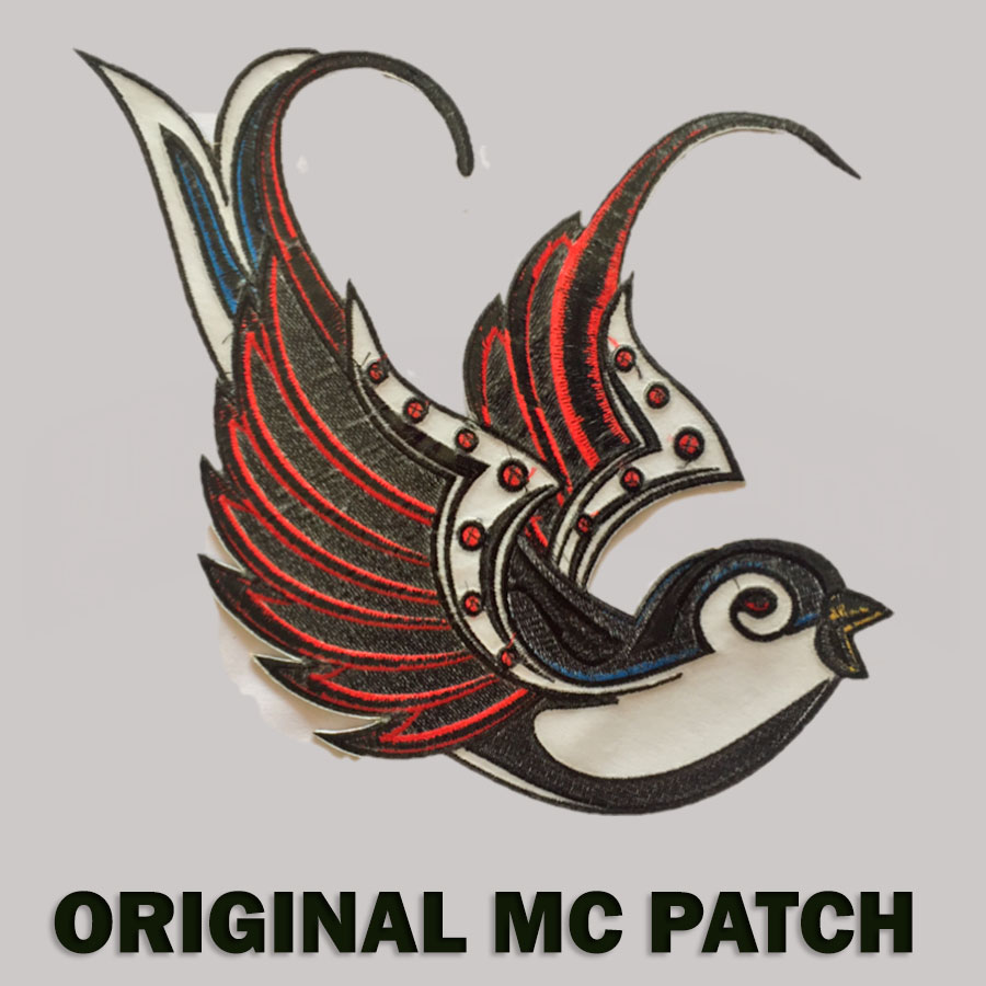 特大 ★ MC PATCH ★ HAND MADE ★ BIKER ★ PUNK ★ ROCK ★ アイロンワッペン ★ ライダース ★ 刺繍ワッペン ★ SWARROW DOUBLE SET ★