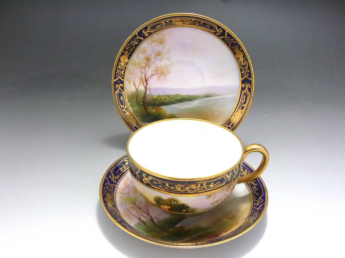 オールドノリタケ 豪華金彩 風景図 カップ&ソーサー&ソーサ① オールド